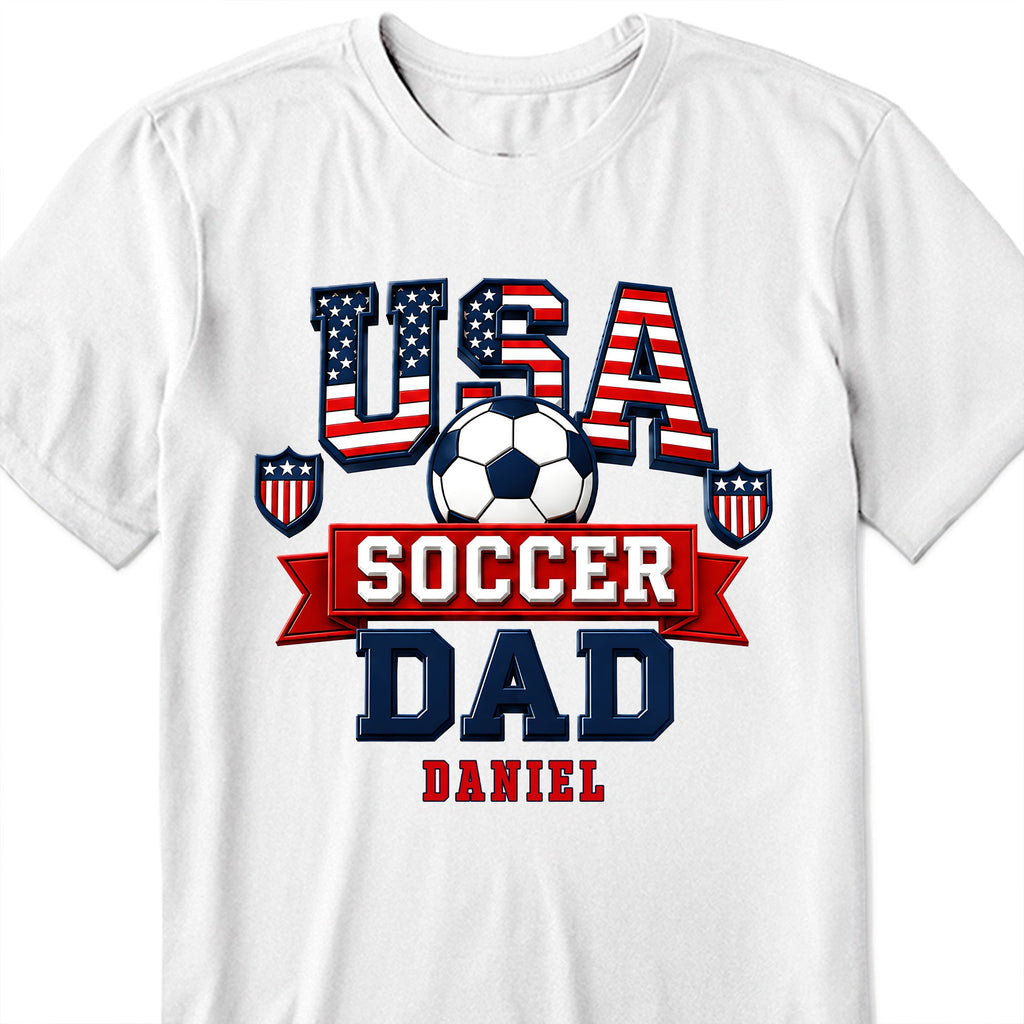 Personalized Soccer Dad Shirt with American Flag Gift for Dad Shirt GradoCreations