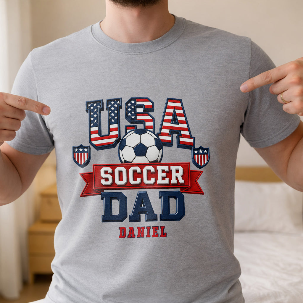 Personalized Soccer Dad Shirt with American Flag Gift for Dad Shirt GradoCreations