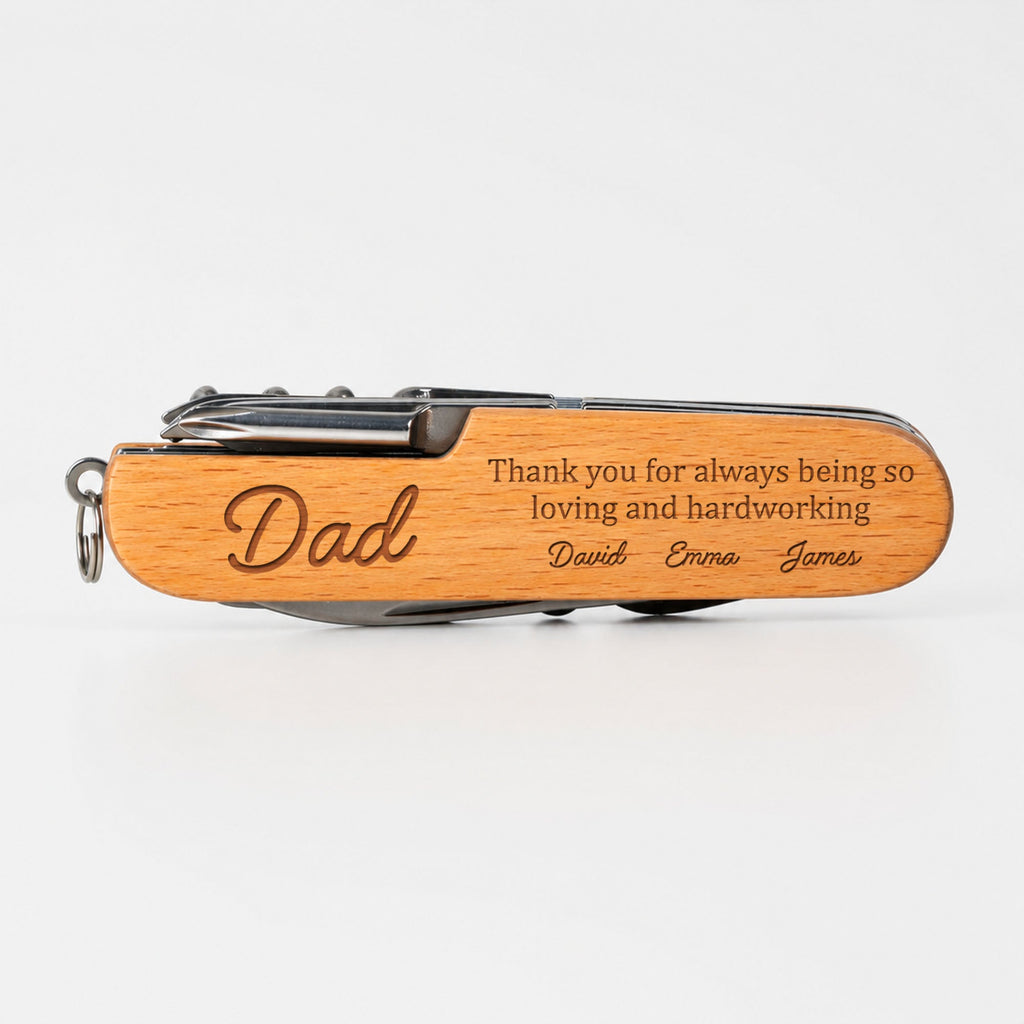 Personalized Engraved Wooden Multi Tool Custom Gift for Dad Wooden Multi Tool GradoCreations