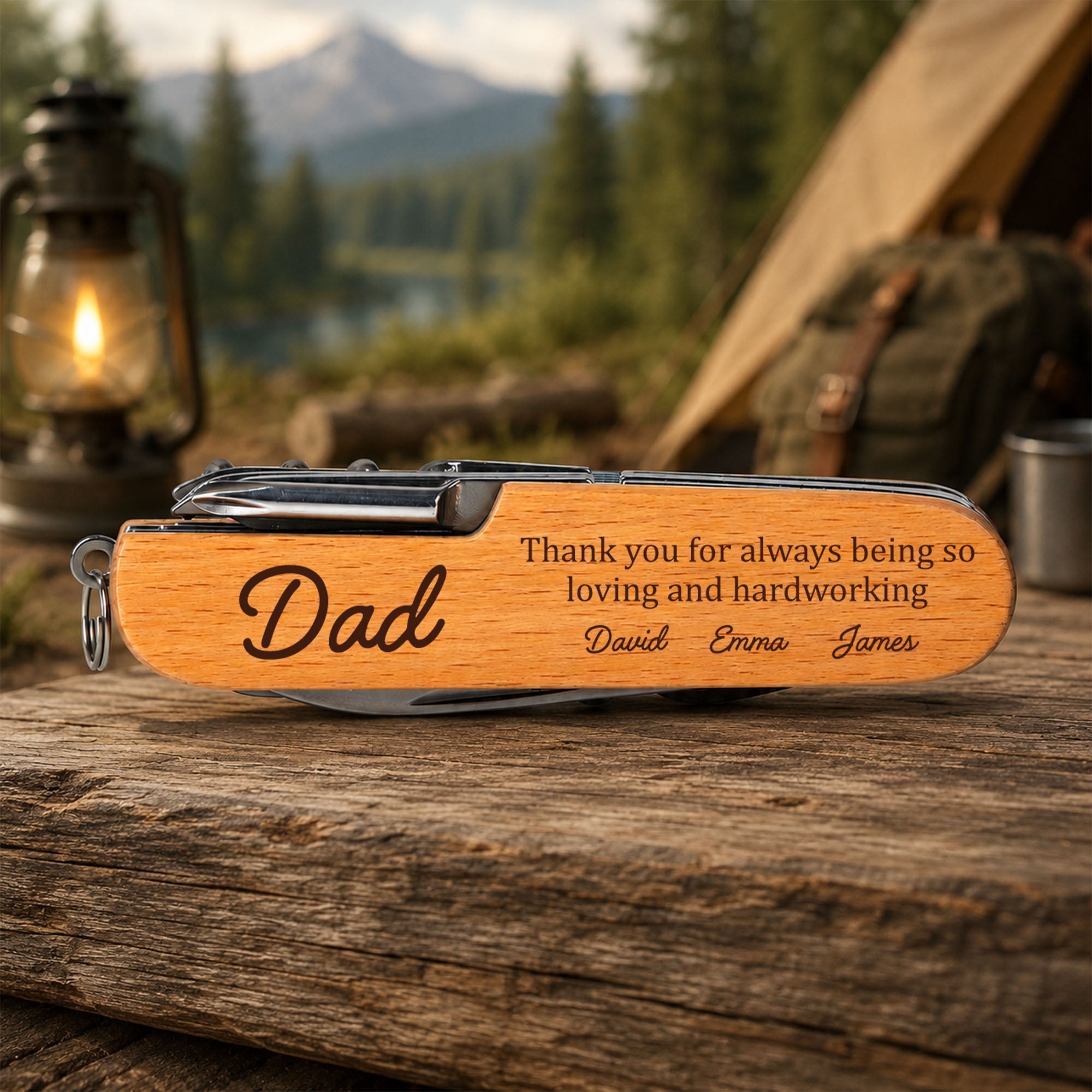 Personalized Engraved Wooden Multi Tool Custom Gift for Dad Wooden Multi Tool GradoCreations