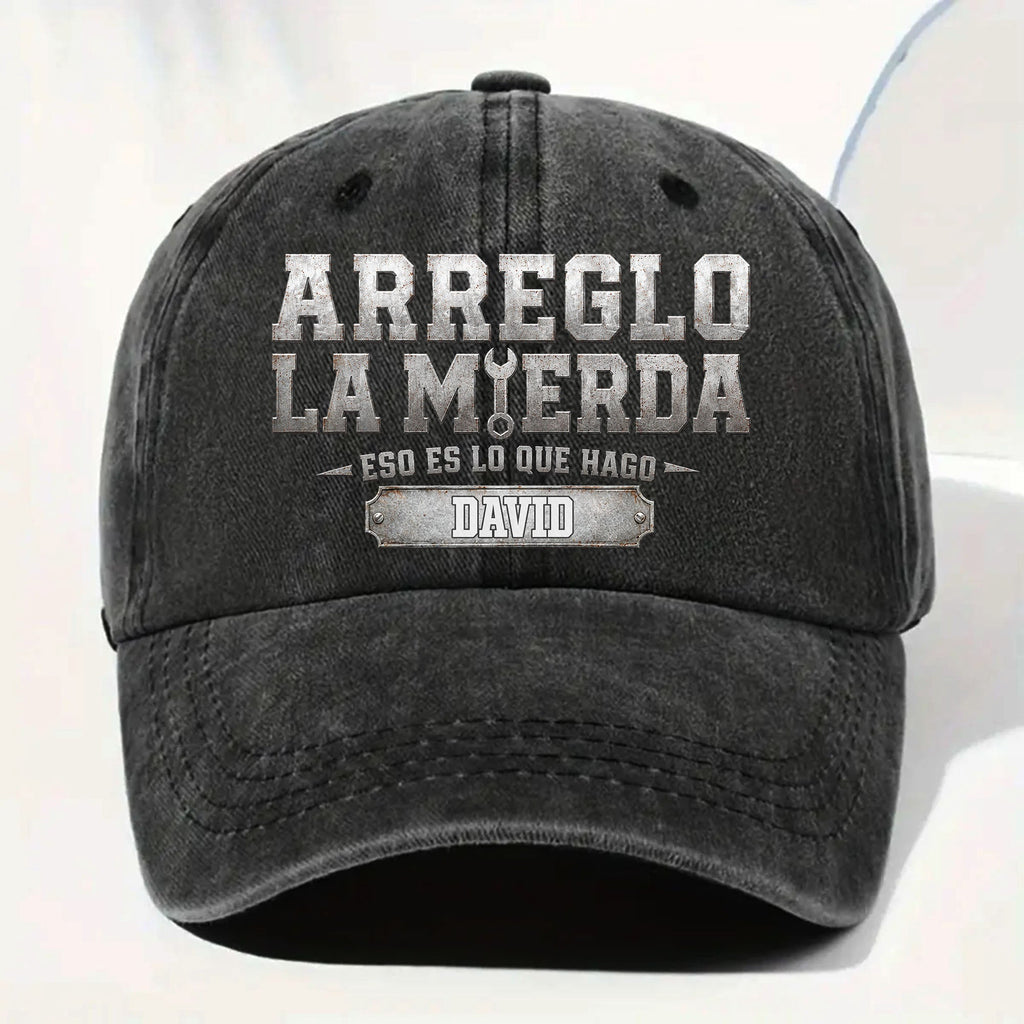 Personalized Washed Denim Cap Custom Name Gift for Dad Washed Denim Cap GradoCreations