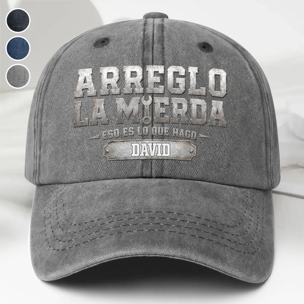 Personalized Washed Denim Cap Custom Name Gift for Dad Washed Denim Cap GradoCreations