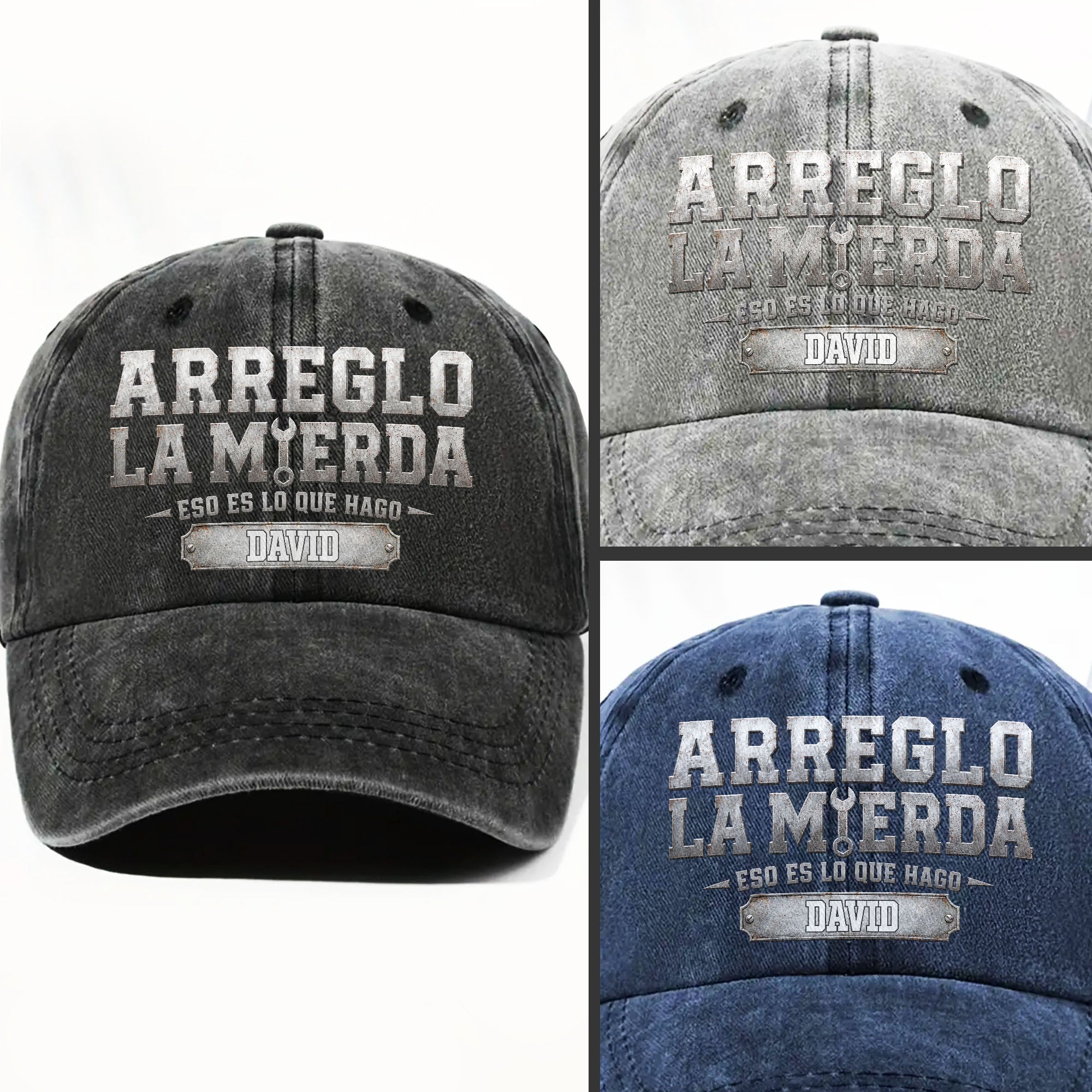 Personalized Washed Denim Cap Custom Name Gift for Dad Washed Denim Cap GradoCreations