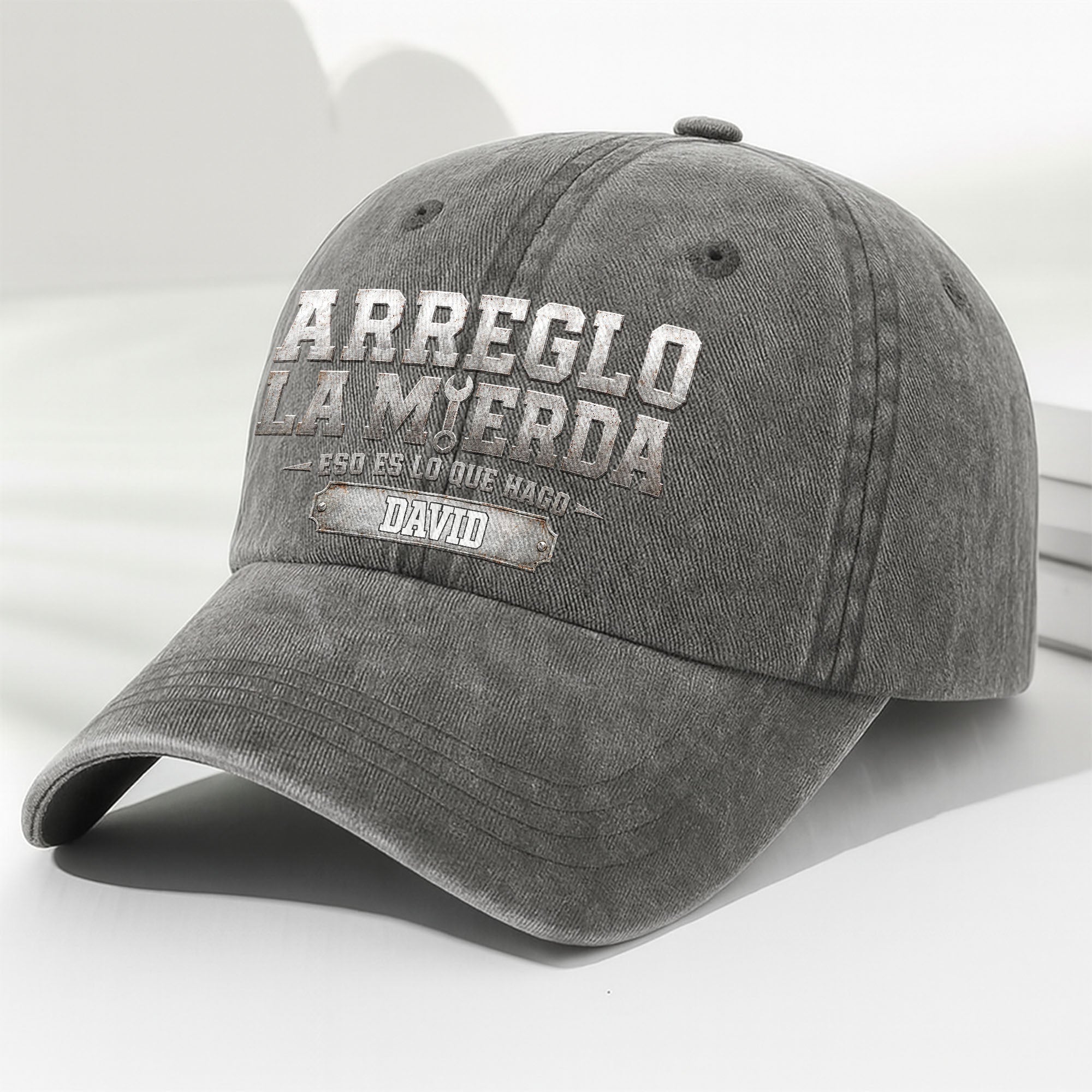 Personalized Washed Denim Cap Custom Name Gift for Dad Washed Denim Cap GradoCreations