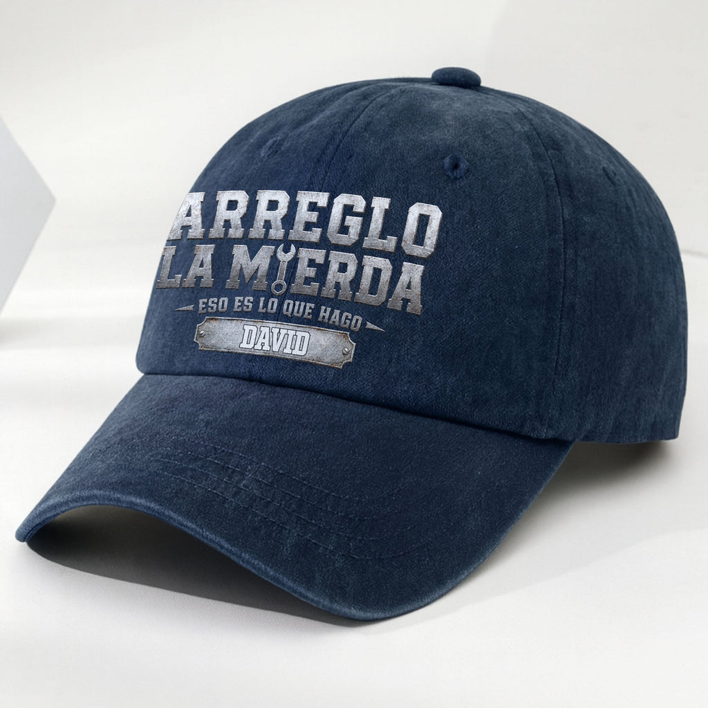Personalized Washed Denim Cap Custom Name Gift for Dad Washed Denim Cap GradoCreations