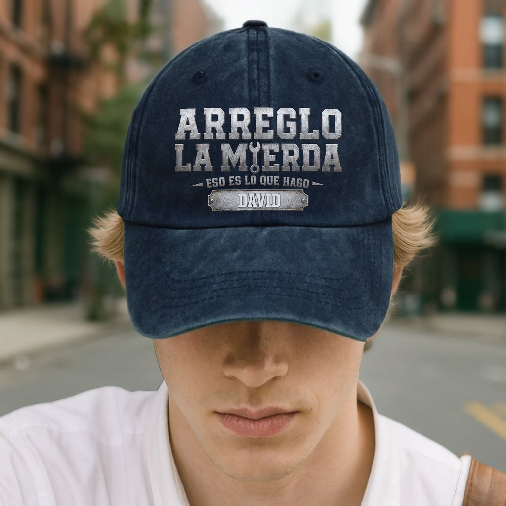 Personalized Washed Denim Cap Custom Name Gift for Dad Washed Denim Cap GradoCreations