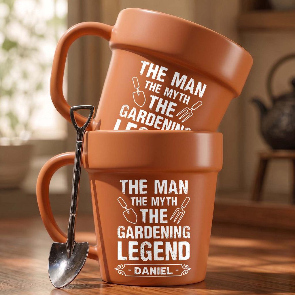 Personalized Gardening Legend Plant Pot Ceramic Mug Gift for Dad