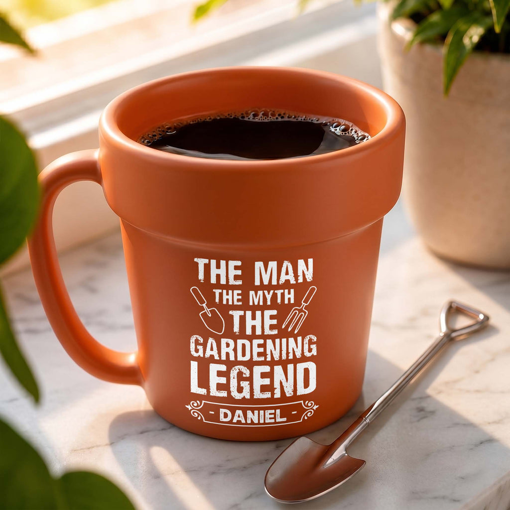 Personalized Gardening Legend Plant Pot Ceramic Mug Gift for Dad