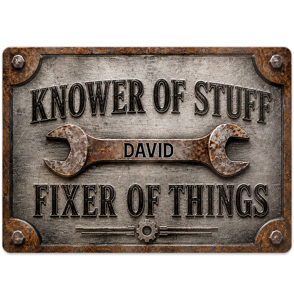 Personalized Metal Sign Custom Name Handyman Decor Gift for Dad