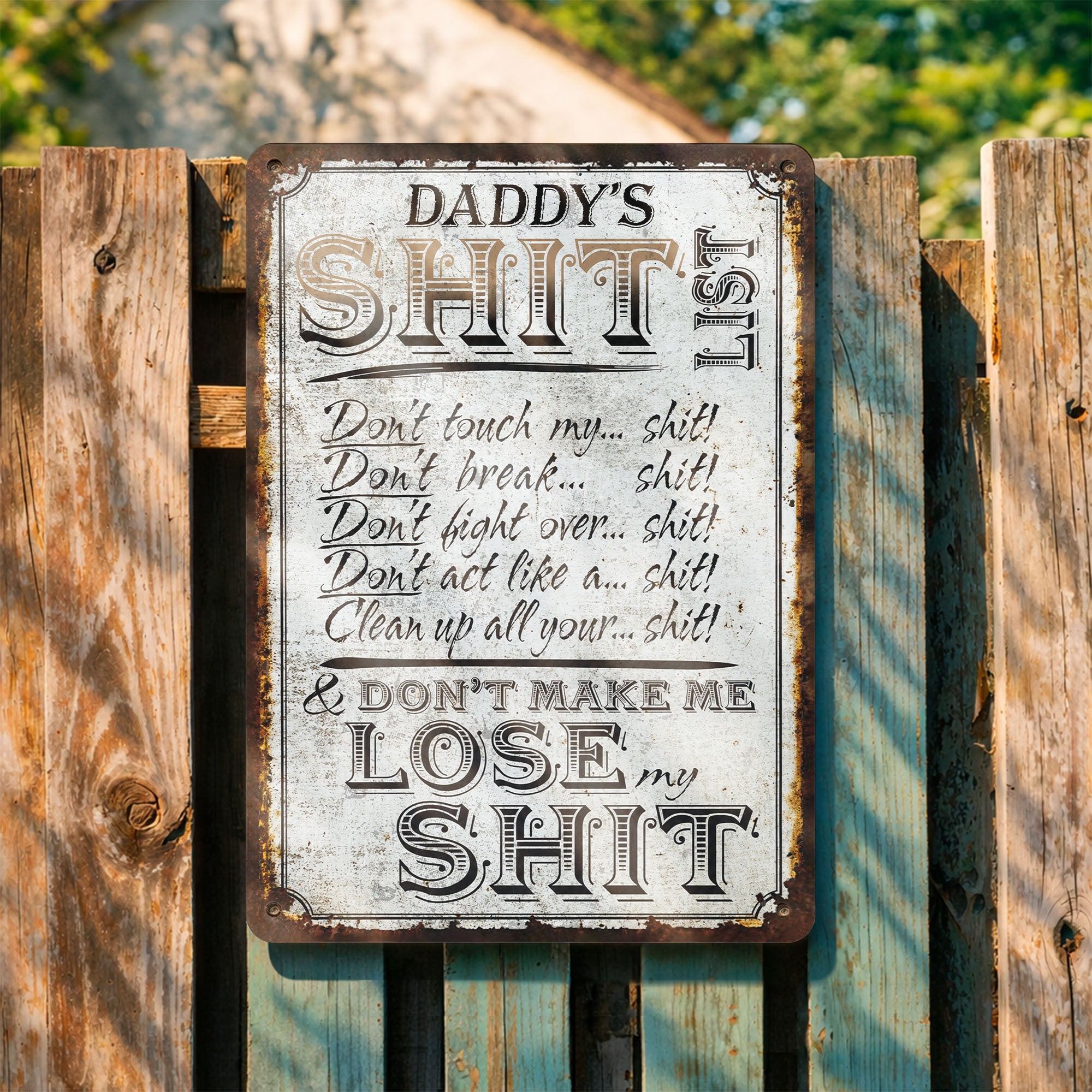 Personalized Metal Sign Funny Dad Rules Custom Gift for Him Metal Sign GradoCreations