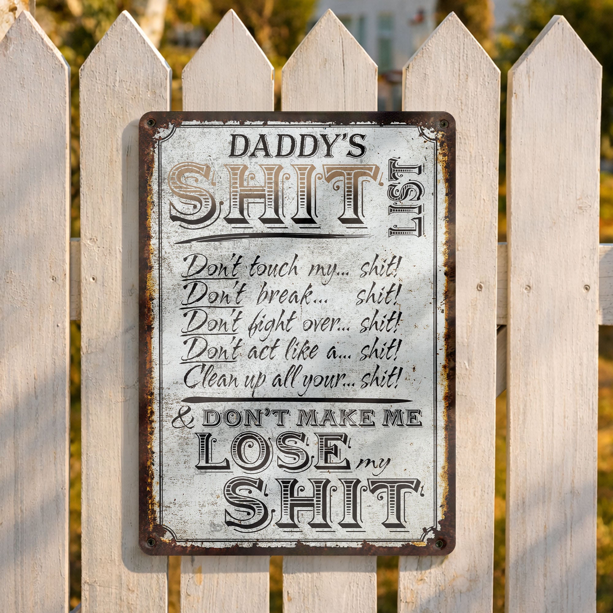 Personalized Metal Sign Funny Dad Rules Custom Gift for Him Metal Sign GradoCreations