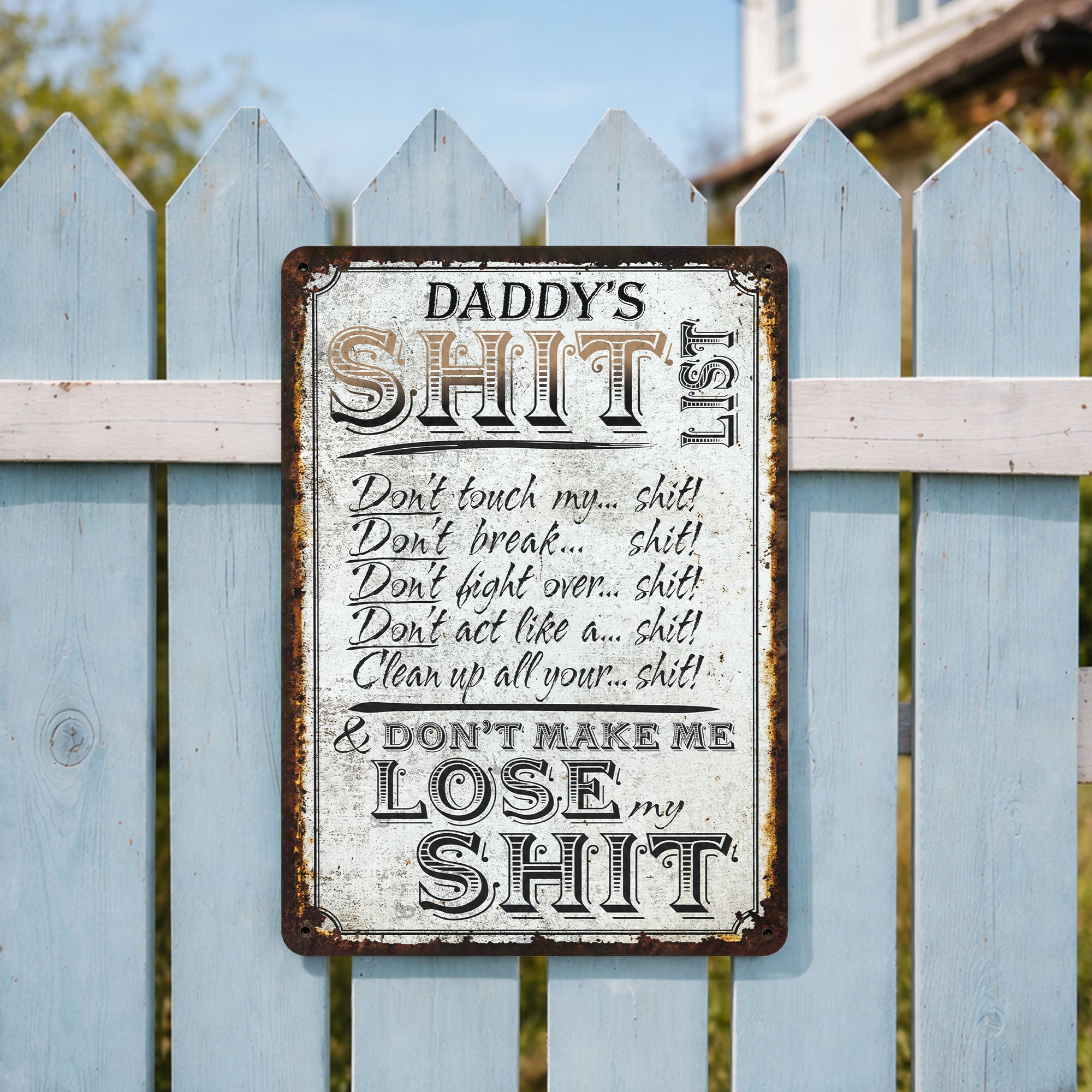 Personalized Metal Sign Funny Dad Rules Custom Gift for Him Metal Sign GradoCreations