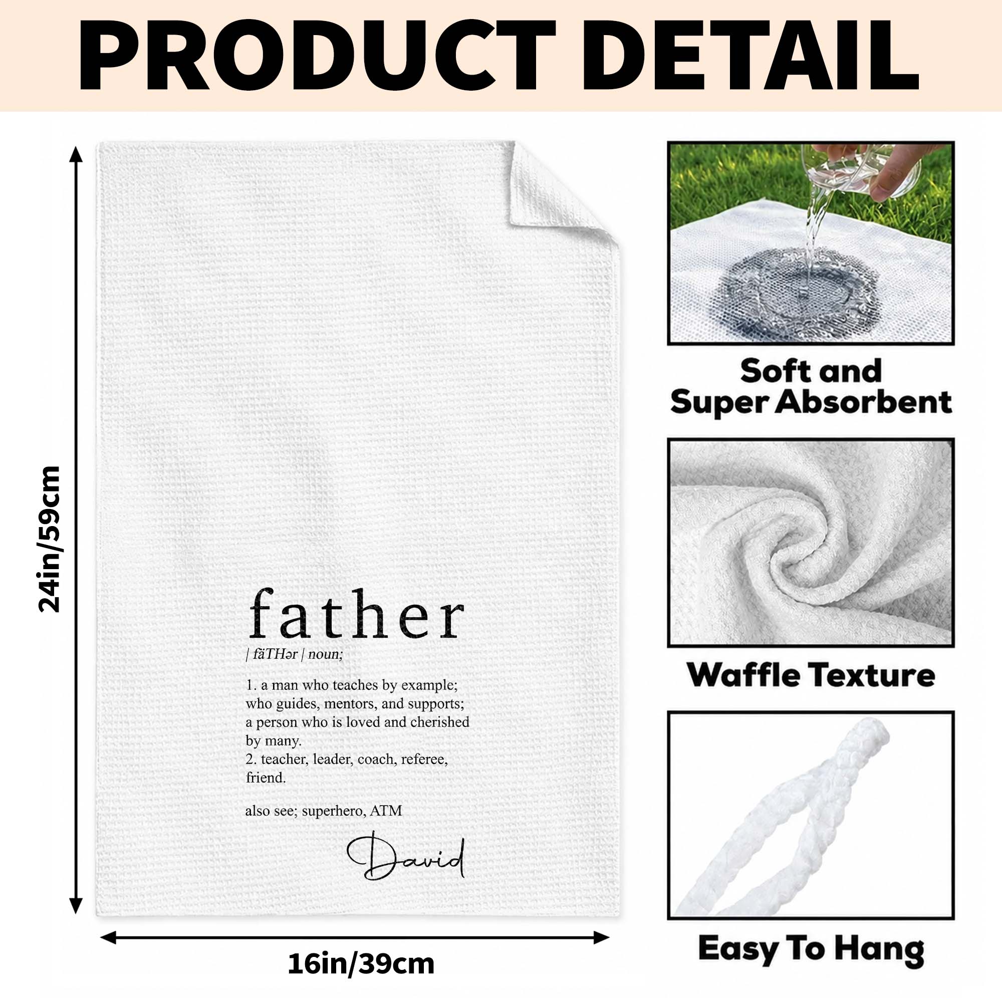Personalized Kitchen Towel Custom Definition Gift for Dad
