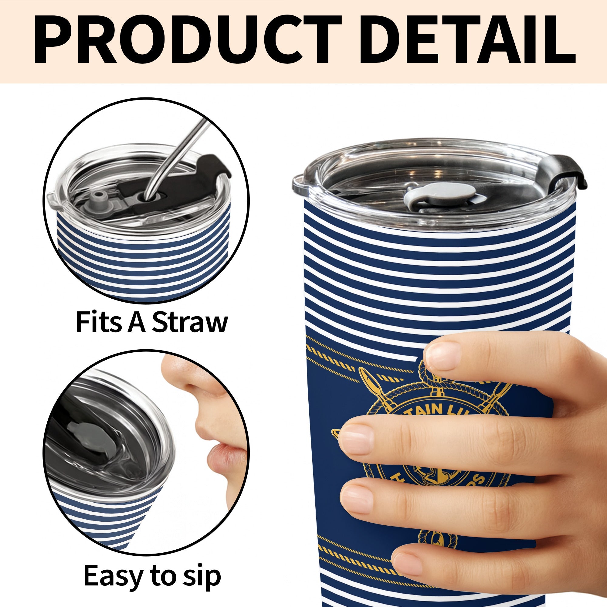 Personalized Nautical 20oz Tumbler Custom Name Gift for Dad 20oz Tumbler GradoCreations