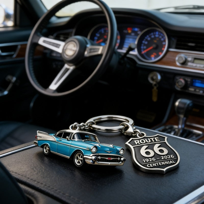 Personalized Route 66 Keychain Commemorative Gift for Car Lovers GradoCreations