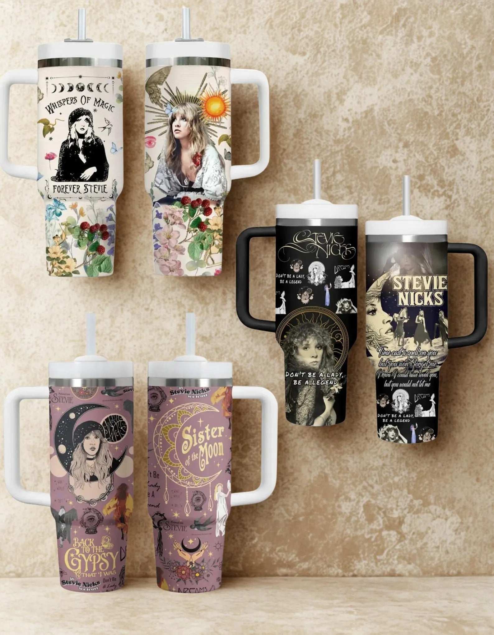 Personalized 40oz Floral Tumbler with Handle for Her GradoCreations
