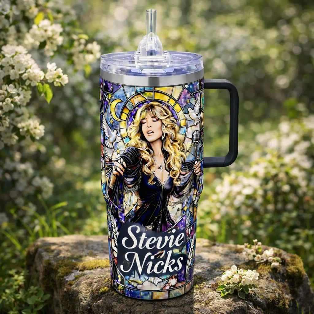 Personalized 40oz Floral Tumbler with Handle for Her GradoCreations