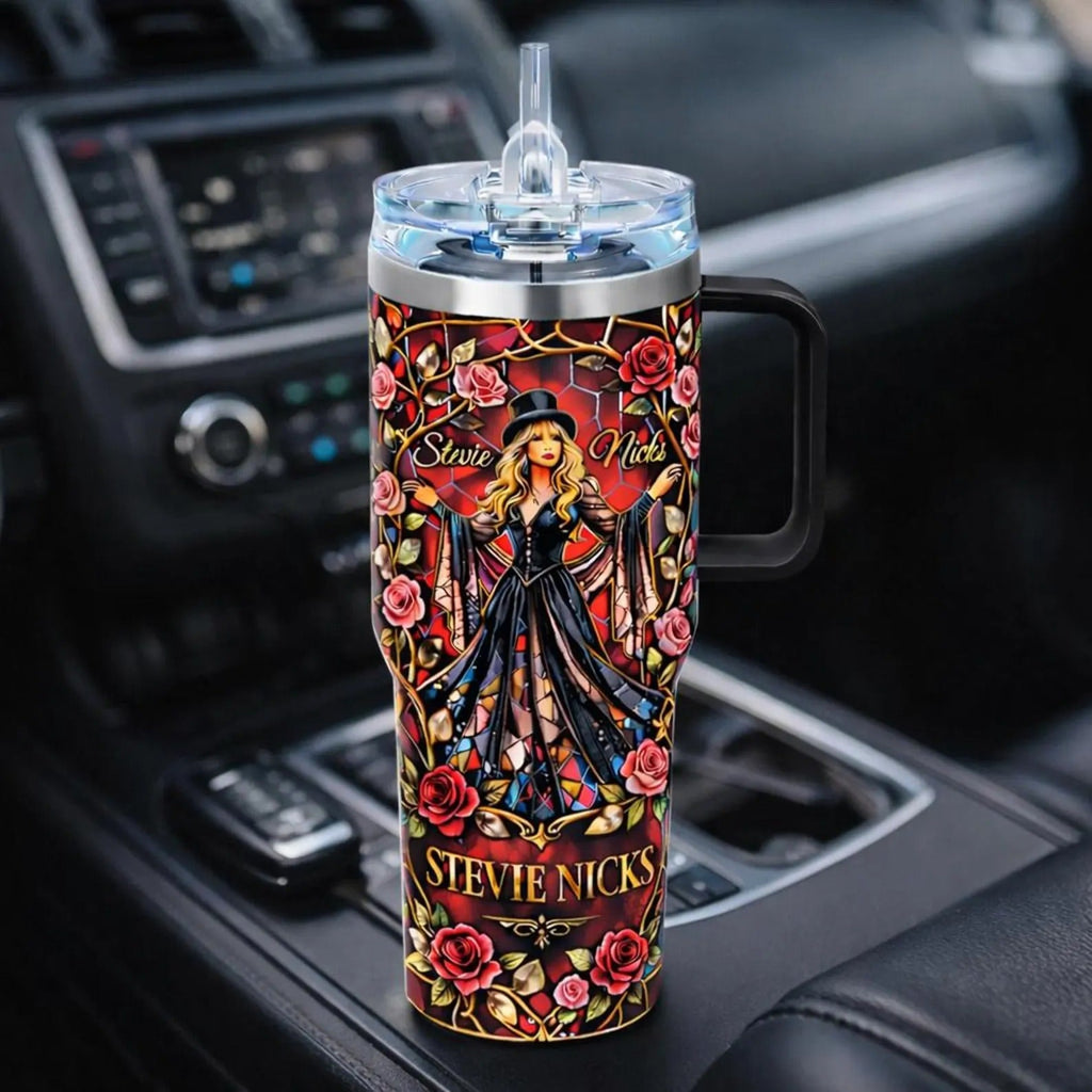 Personalized 40oz Floral Tumbler with Handle for Her GradoCreations