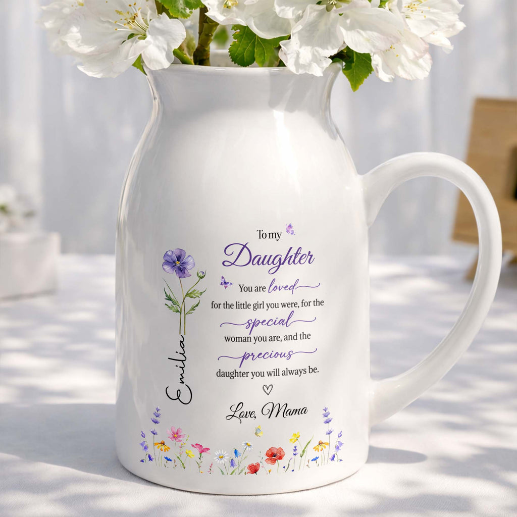 Personalized Ceramic Flower Vase Custom Name Gift for Daughter Flower Vase GradoCreations