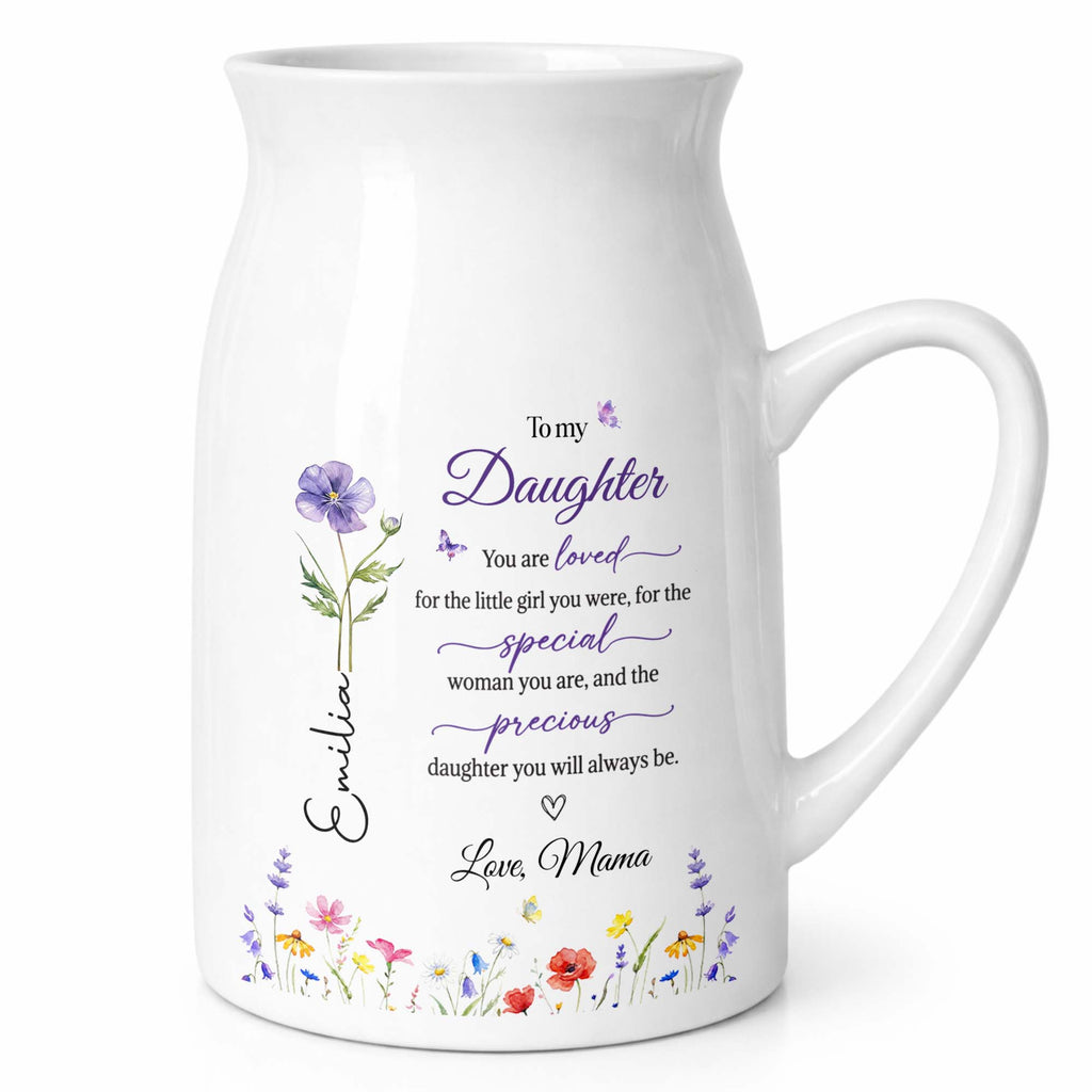 Personalized Ceramic Flower Vase Custom Name Gift for Daughter Flower Vase GradoCreations