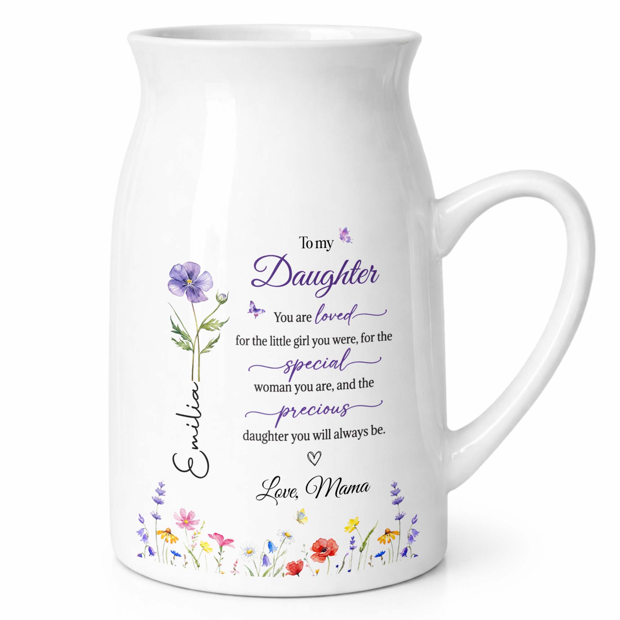 Personalized Ceramic Flower Vase Custom Name Gift for Daughter Flower Vase GradoCreations