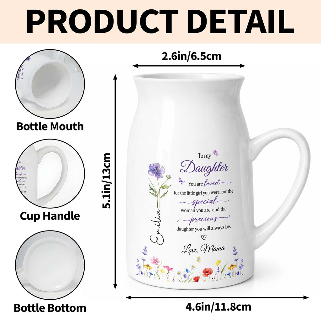 Personalized Ceramic Flower Vase Custom Name Gift for Daughter Flower Vase GradoCreations
