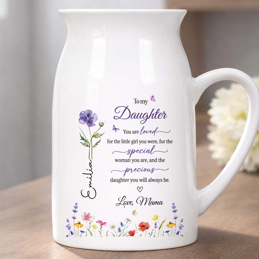 Personalized Ceramic Flower Vase Custom Name Gift for Daughter Flower Vase GradoCreations