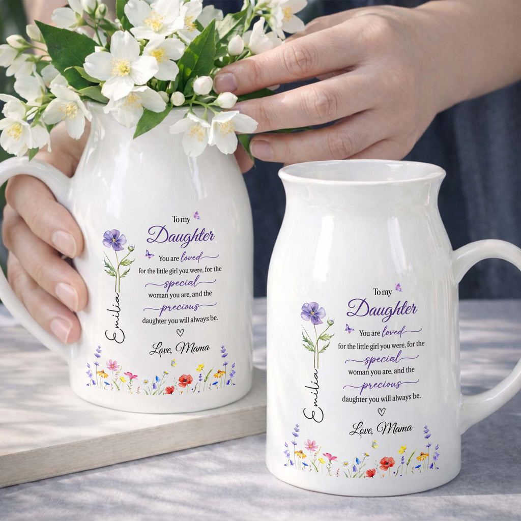 Personalized Ceramic Flower Vase Custom Name Gift for Daughter Flower Vase GradoCreations