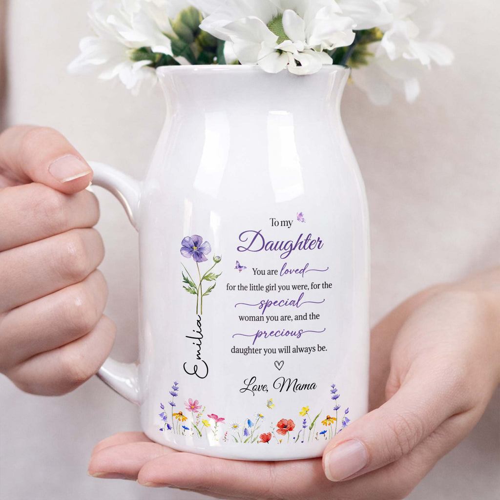 Personalized Ceramic Flower Vase Custom Name Gift for Daughter Flower Vase GradoCreations