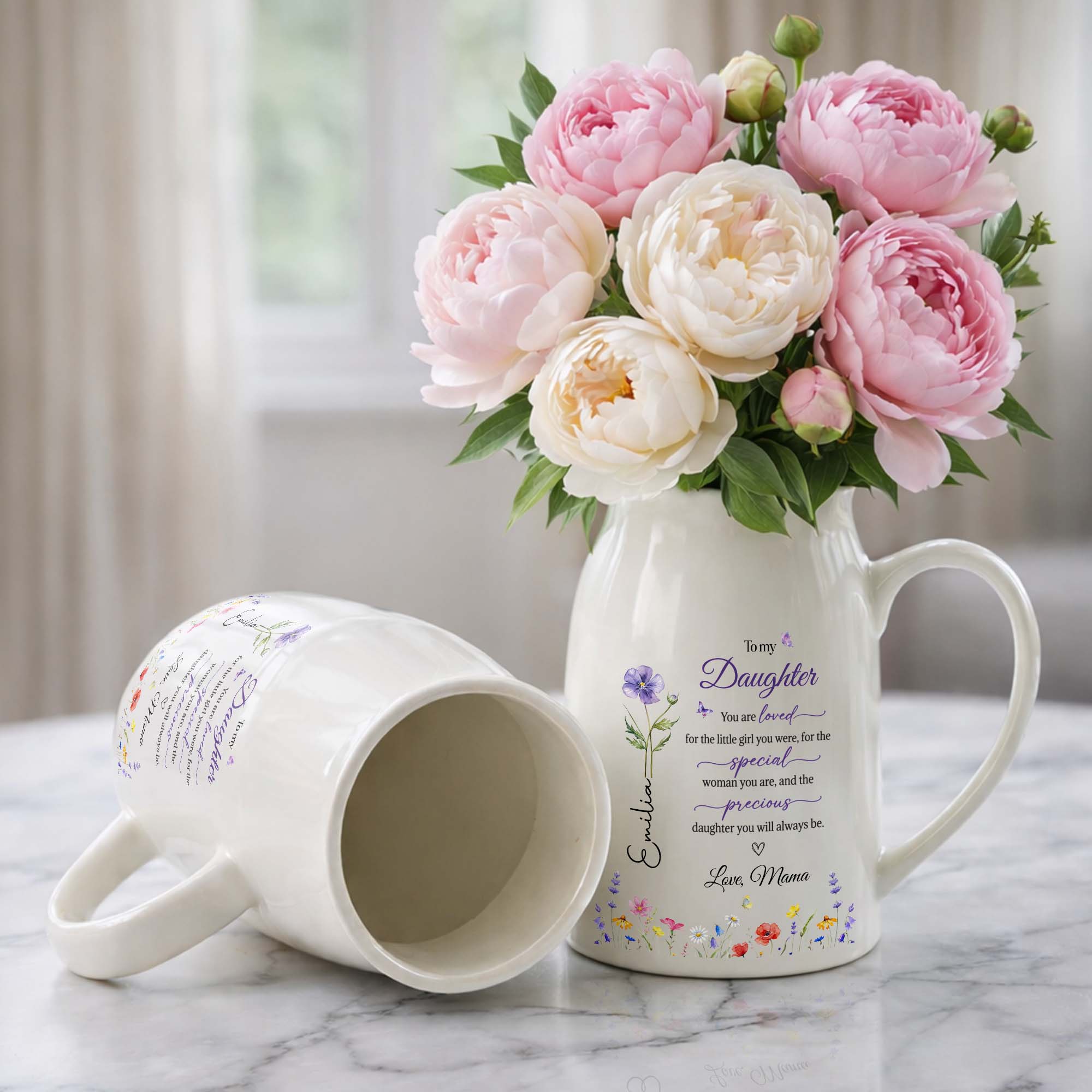 Personalized Ceramic Flower Vase Custom Name Gift for Daughter Flower Vase GradoCreations