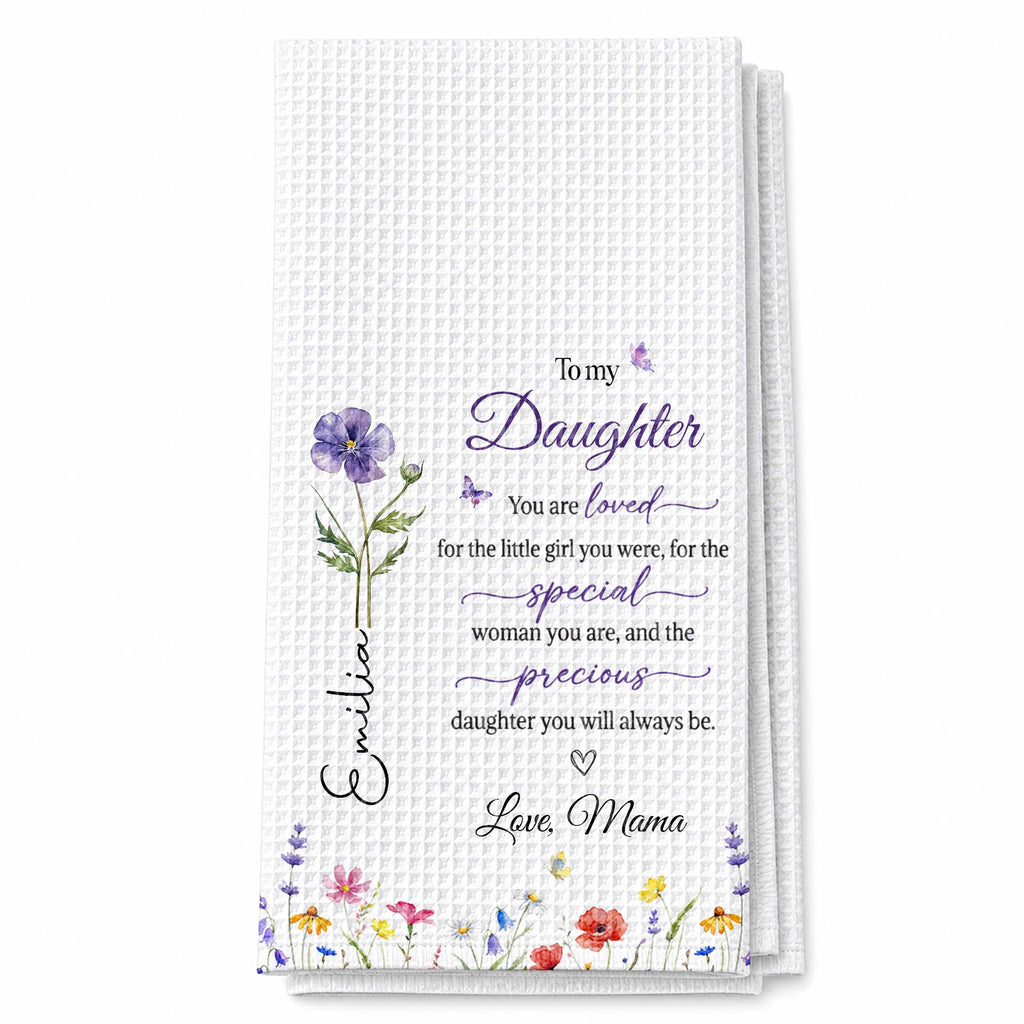 Personalized Flower Kitchen Towel Custom Gift for Daughter Kitchen Towel GradoCreations