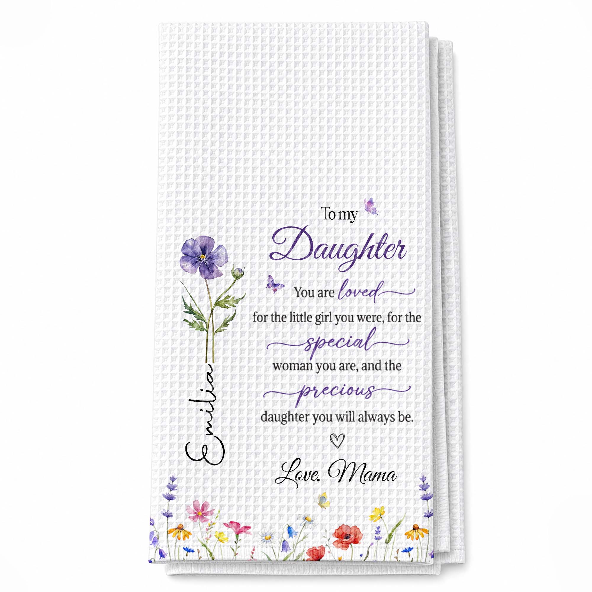 Personalized Flower Kitchen Towel Custom Gift for Daughter Kitchen Towel GradoCreations