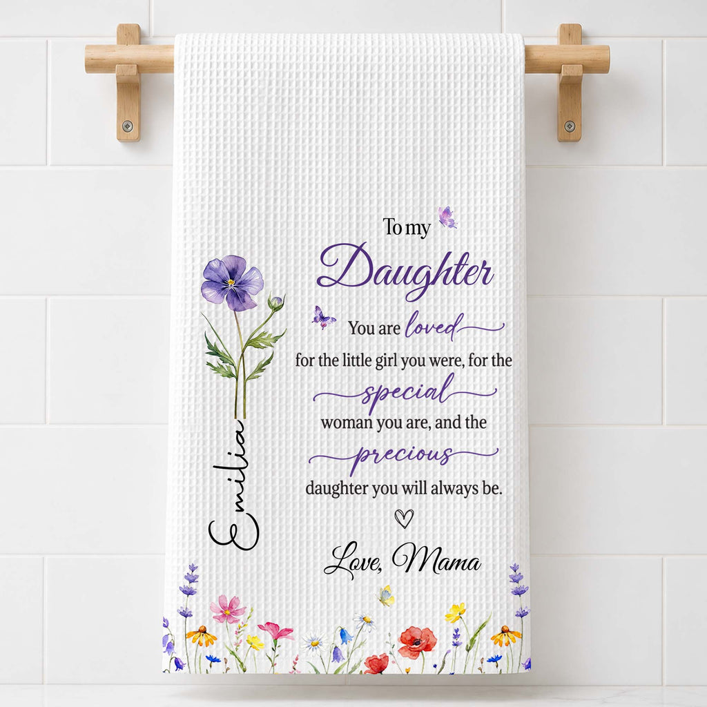 Personalized Flower Kitchen Towel Custom Gift for Daughter Kitchen Towel GradoCreations