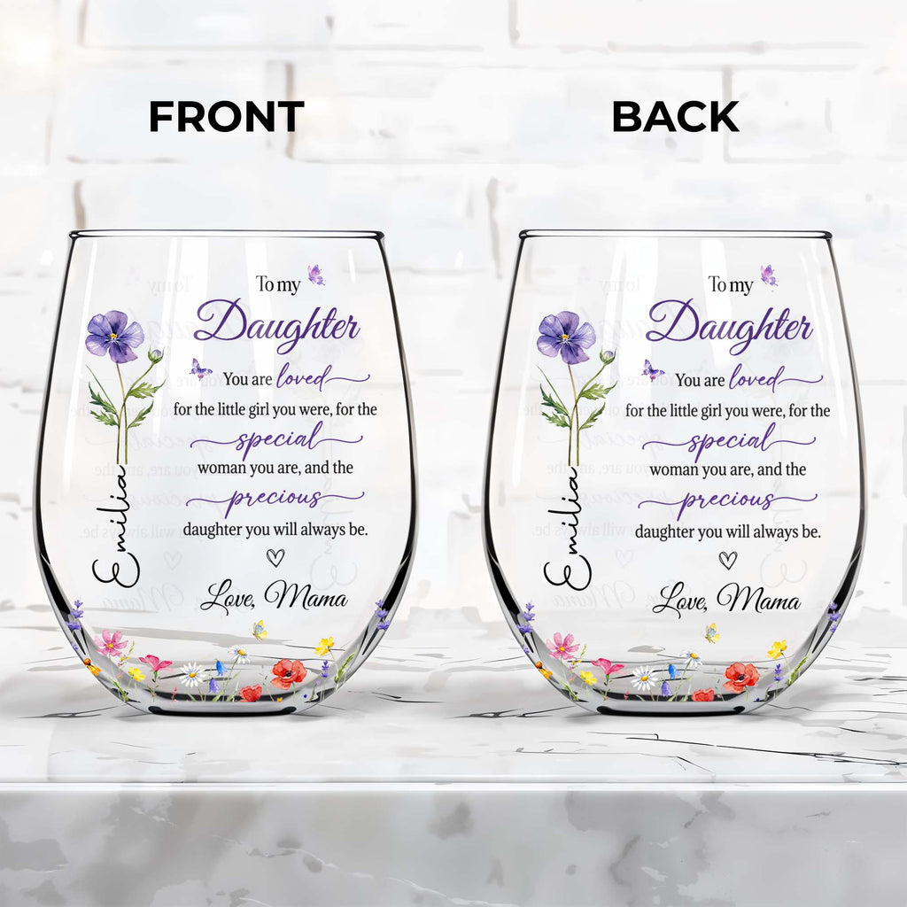 Personalized Stemless Wine Glass Custom Name Gift for Daughter Wine Glasses GradoCreations