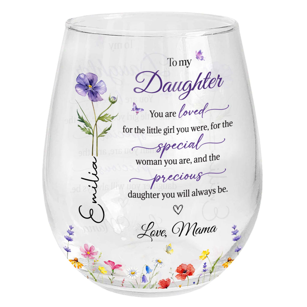 Personalized Stemless Wine Glass Custom Name Gift for Daughter Wine Glasses GradoCreations