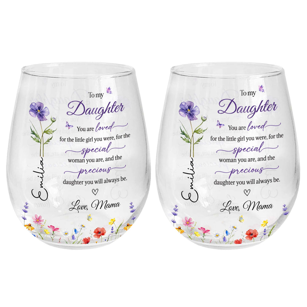 Personalized Stemless Wine Glass Custom Name Gift for Daughter Wine Glasses GradoCreations