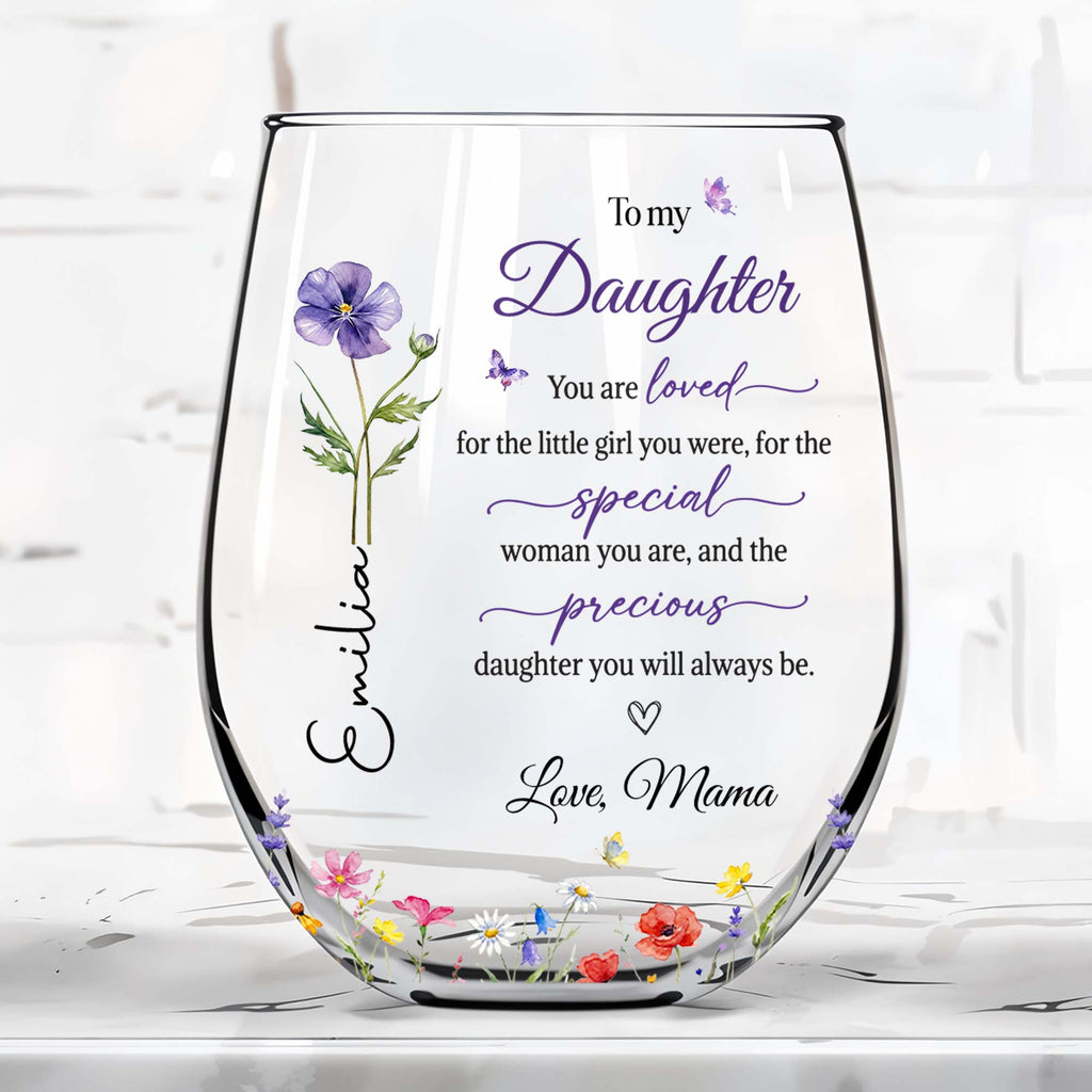 Personalized Stemless Wine Glass Custom Name Gift for Daughter Wine Glasses GradoCreations