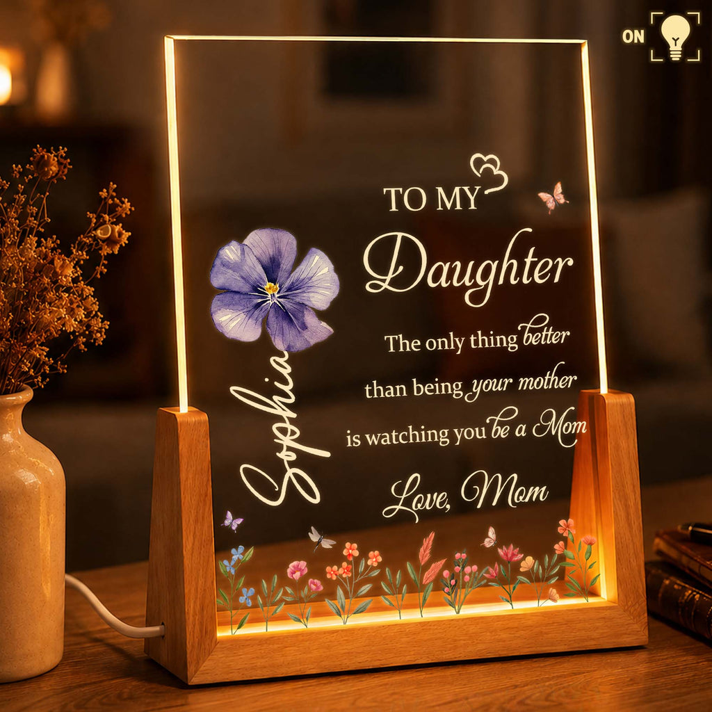 Personalized Acrylic Night Light Custom Name Gift for Daughter Wood and Acrylic Night Light GradoCreations