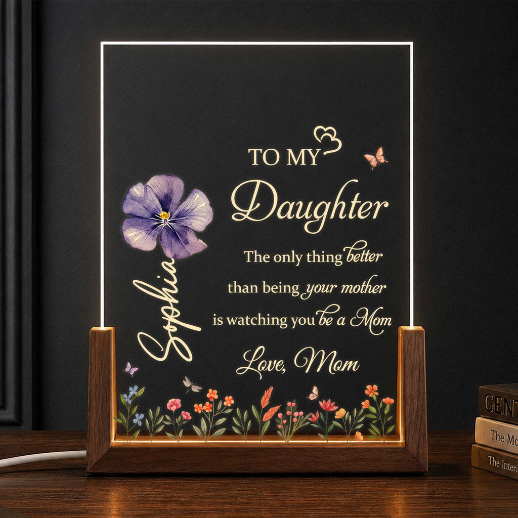 Personalized Acrylic Night Light Custom Name Gift for Daughter Wood and Acrylic Night Light GradoCreations