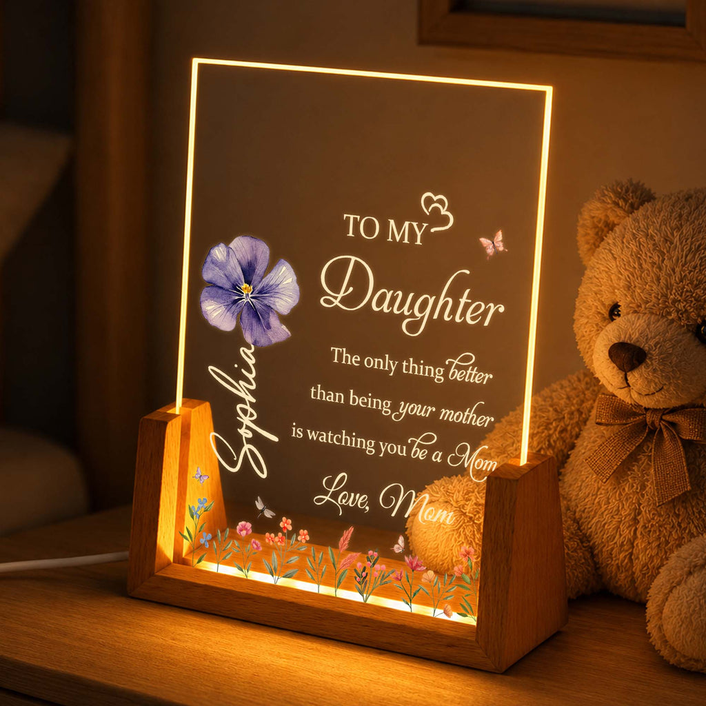 Personalized Acrylic Night Light Custom Name Gift for Daughter Wood and Acrylic Night Light GradoCreations