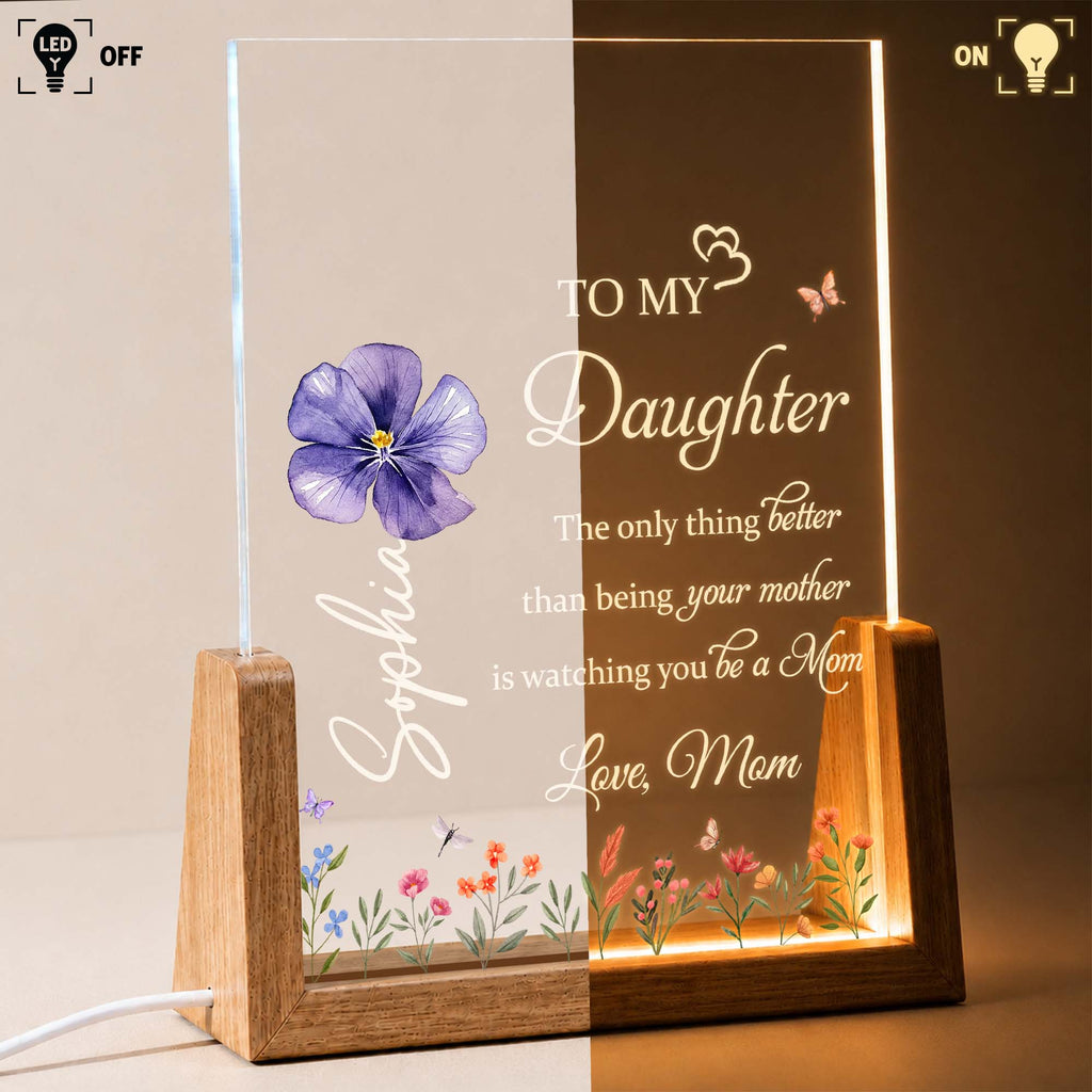Personalized Acrylic Night Light Custom Name Gift for Daughter Wood and Acrylic Night Light GradoCreations