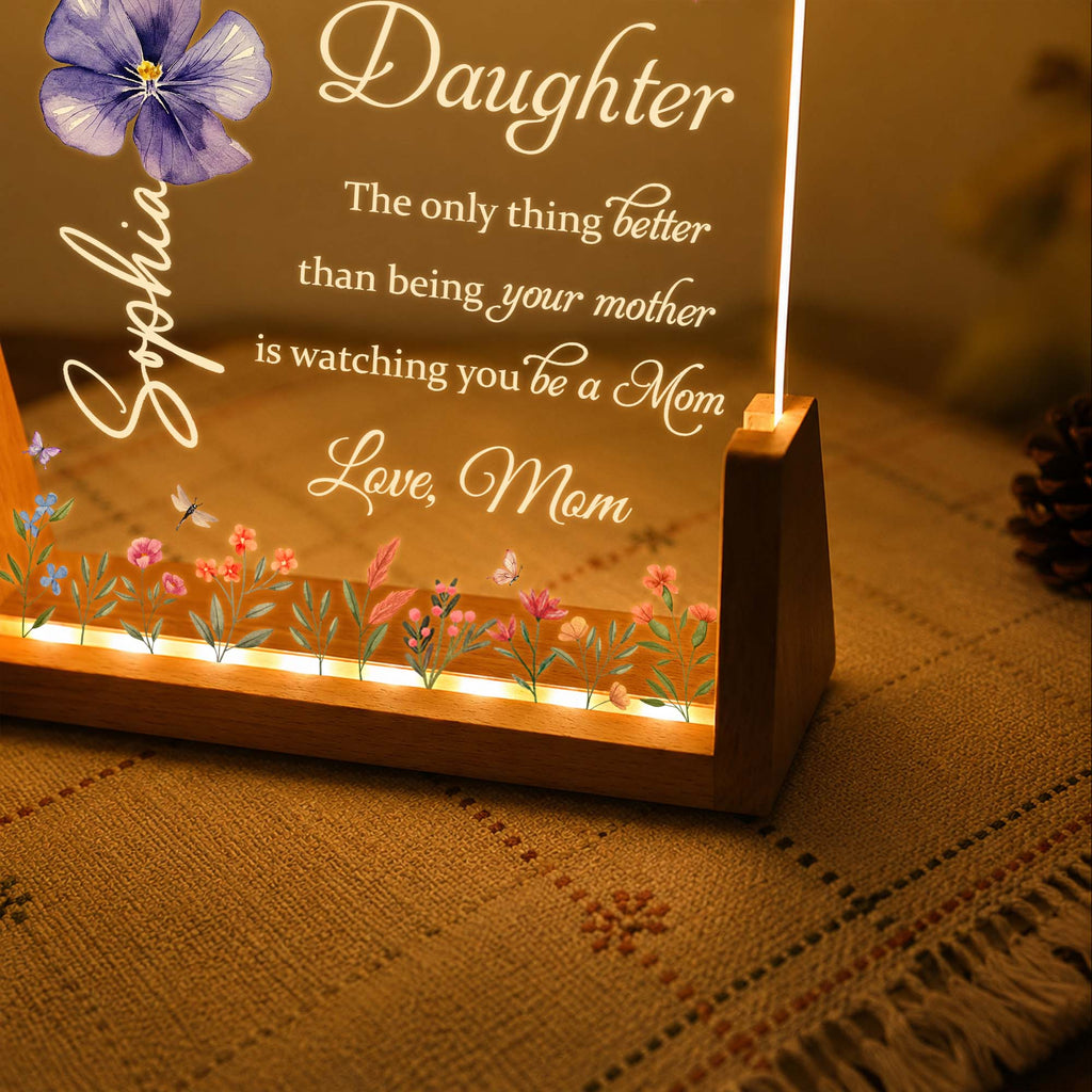 Personalized Acrylic Night Light Custom Name Gift for Daughter Wood and Acrylic Night Light GradoCreations