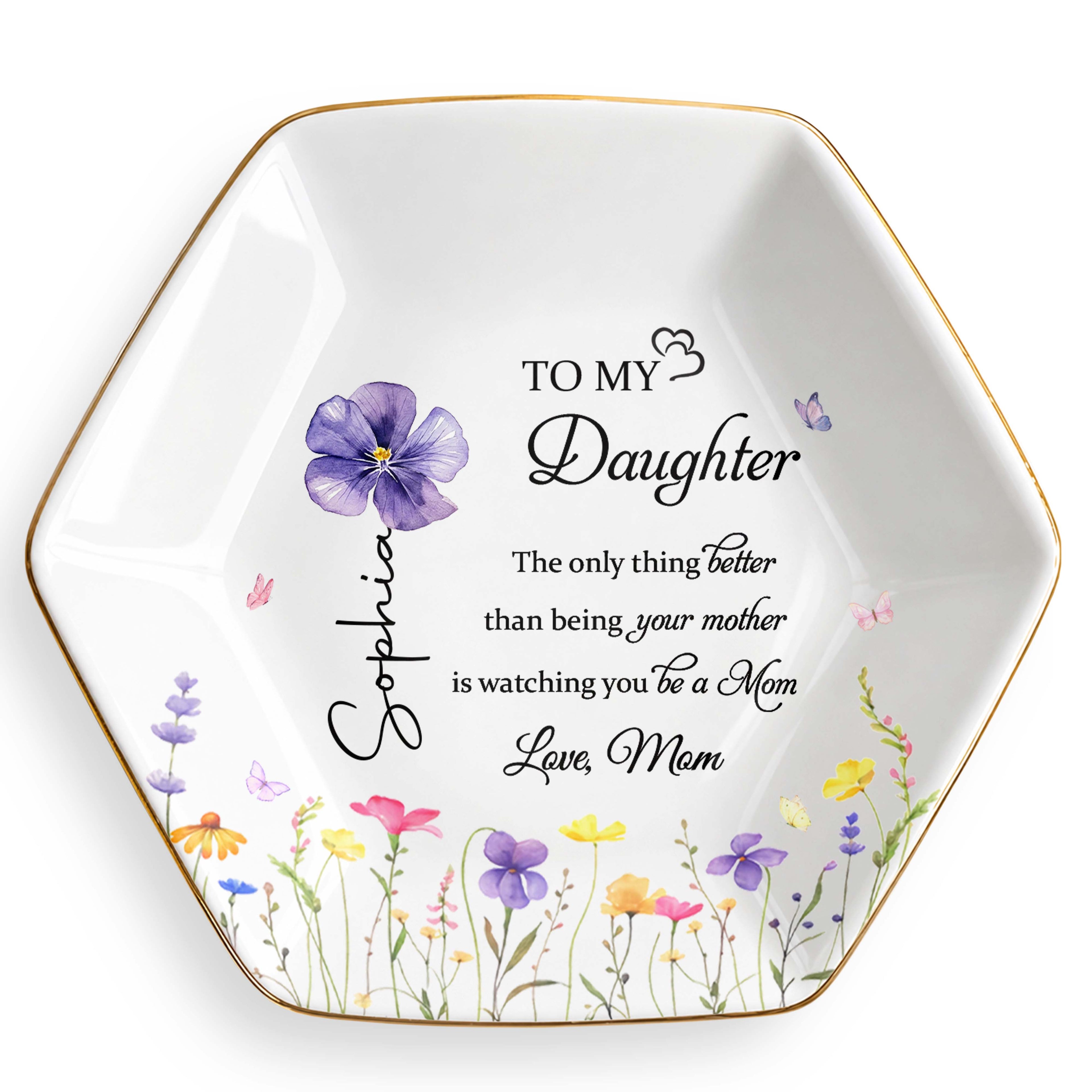 Personalized Hexagonal Jewelry Dish Custom Gift for Daughter