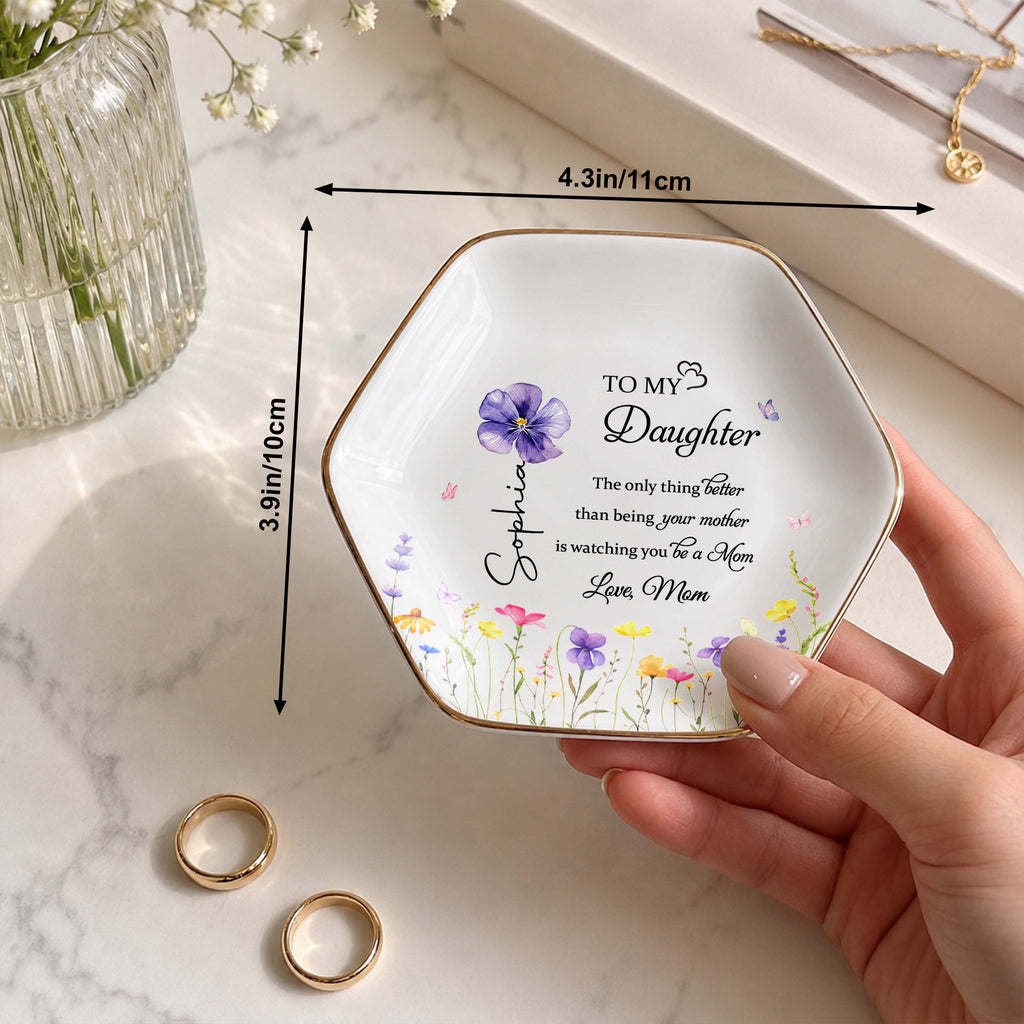 Personalized Hexagonal Jewelry Dish Custom Gift for Daughter
