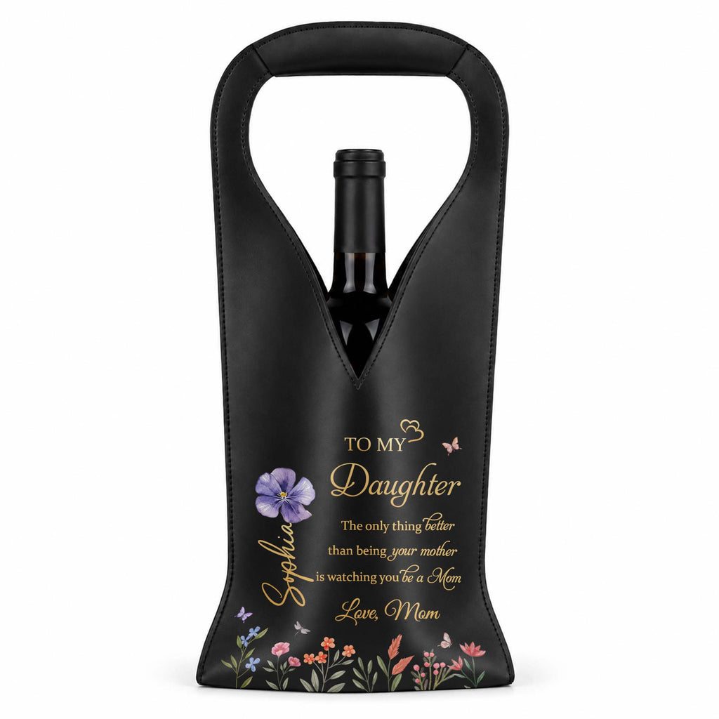 Personalized Leather Wine Bag Custom Name Gift for Daughter Leather Wine Bag GradoCreations