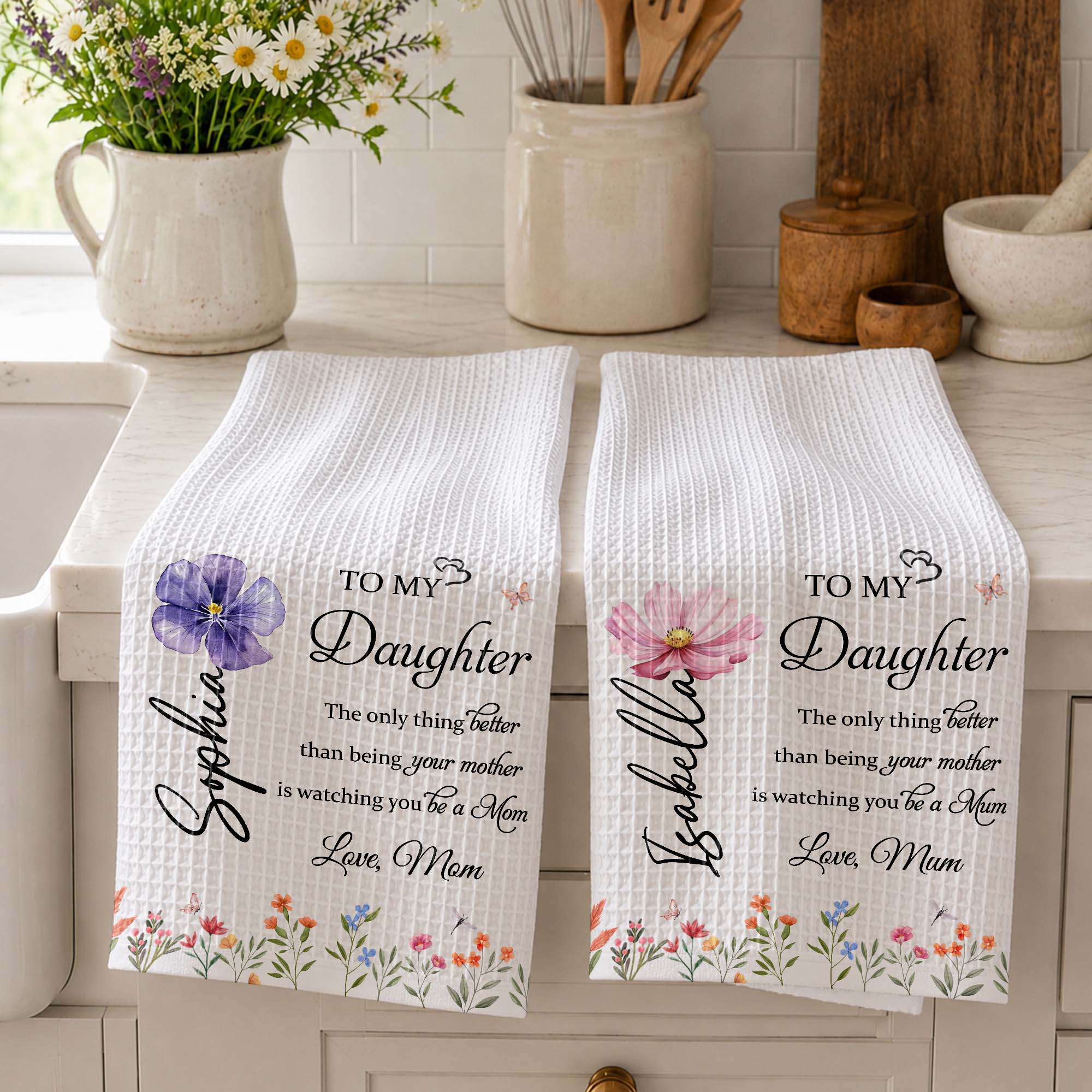 Personalized Kitchen Towel Custom Name Gift for Daughter Kitchen Towel GradoCreations