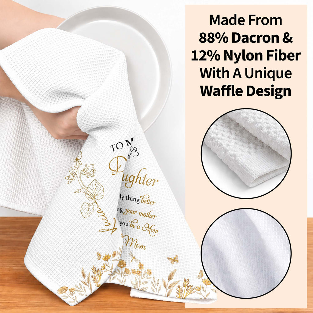 Personalized Kitchen Towel for Daughter Birth Month Flowers Gift Kitchen Towel GradoCreations