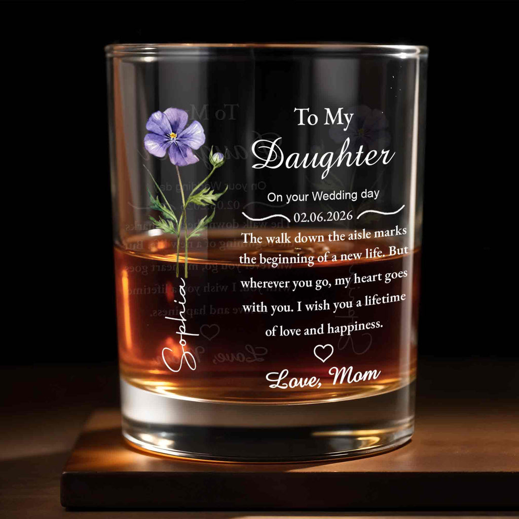 Personalized Custom Whiskey Glass Gift for Daughter Wedding Day Whiskey Glass GradoCreations
