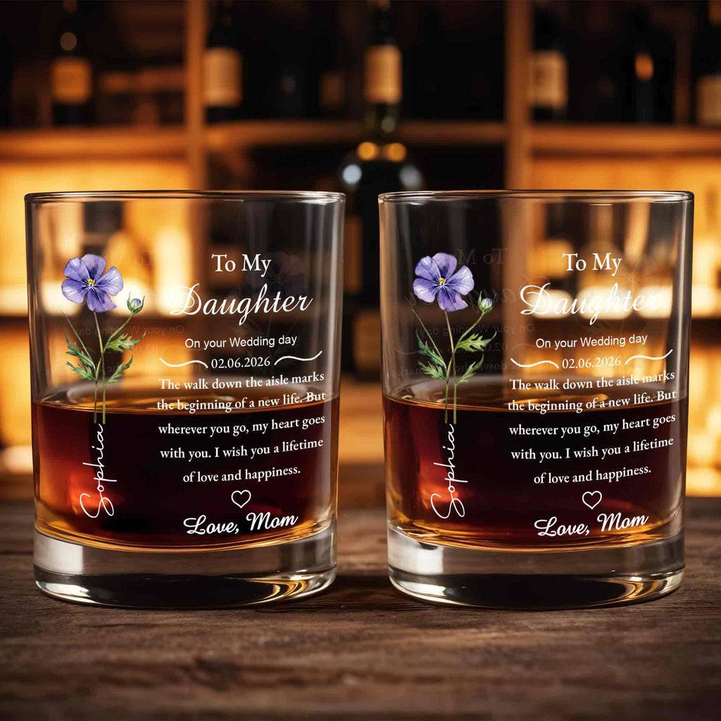 Personalized Custom Whiskey Glass Gift for Daughter Wedding Day Whiskey Glass GradoCreations