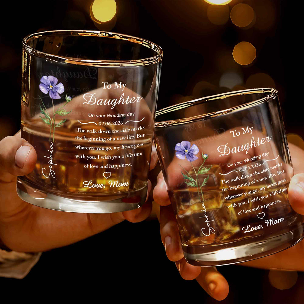 Personalized Custom Whiskey Glass Gift for Daughter Wedding Day Whiskey Glass GradoCreations